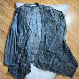 Beau Jours Cardigan Jacket Gray Linen Women's Size Large Made in USA